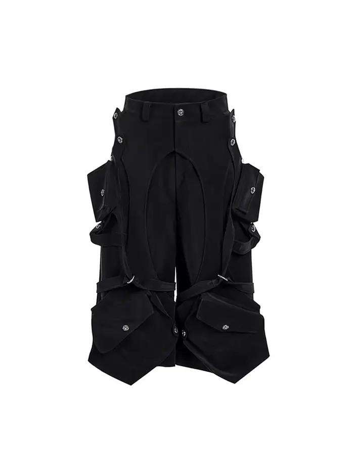 Mauroicardi printemps été Cool noir Cargo Shorts pour hommes taille haute genou longueur pantalon dr