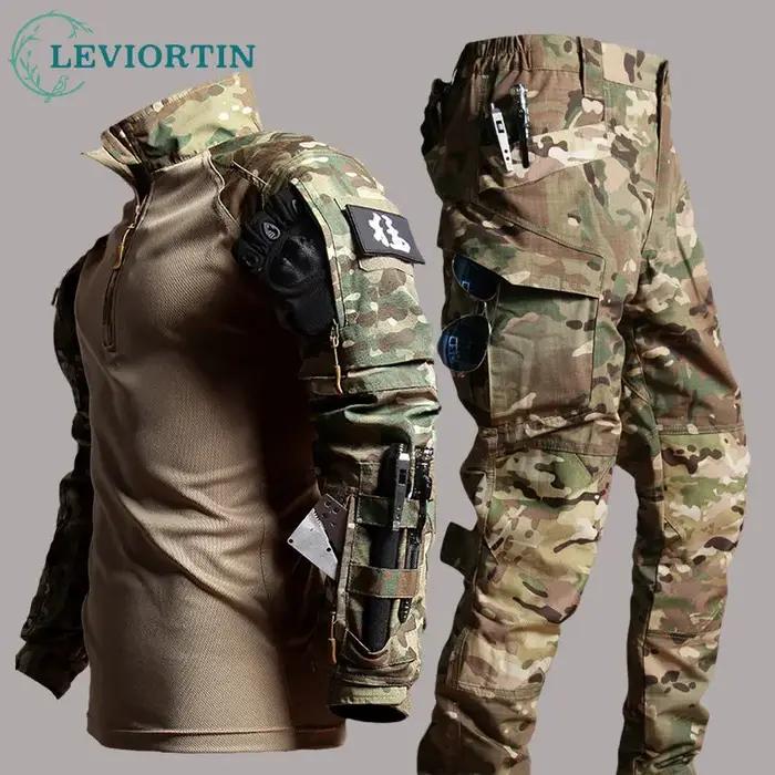 Costume de travail pour hommes vêtements dextérieur tshirt pantalon manches longues durables pour chasse camping activités en plein air