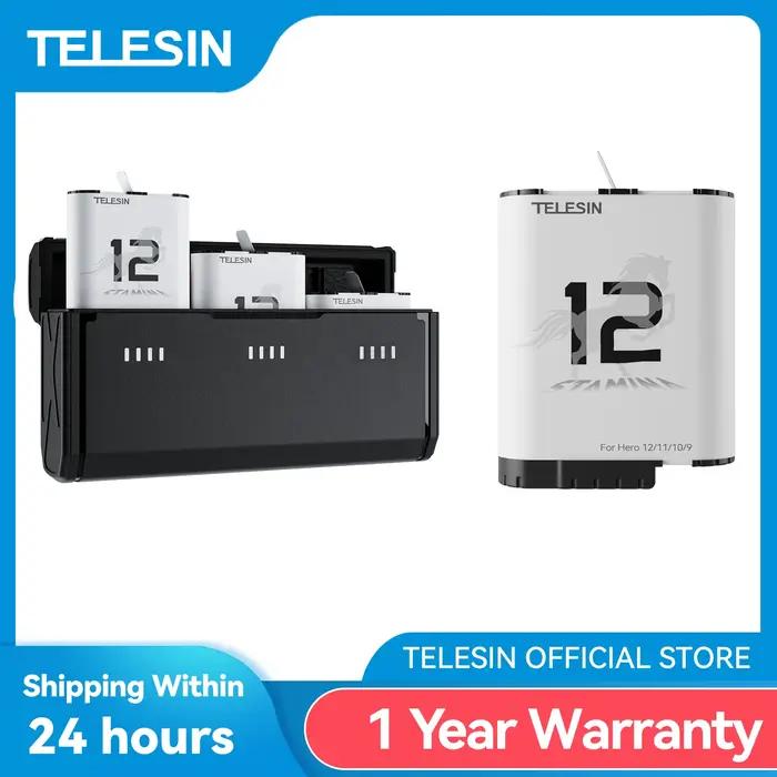 TELESIN 1750 mAh batterie d'endurance pour GoPro Hero 12 11 10 9 accessoires Gopro avec boîtier de b