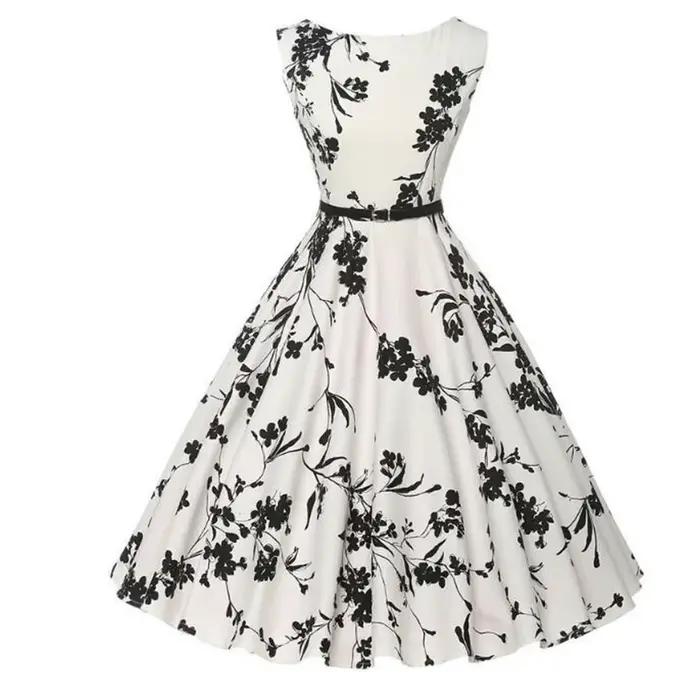 Robes d'été Robe vêtements Robe florale rétro Swing décontracté Vintage robes Rockabilly