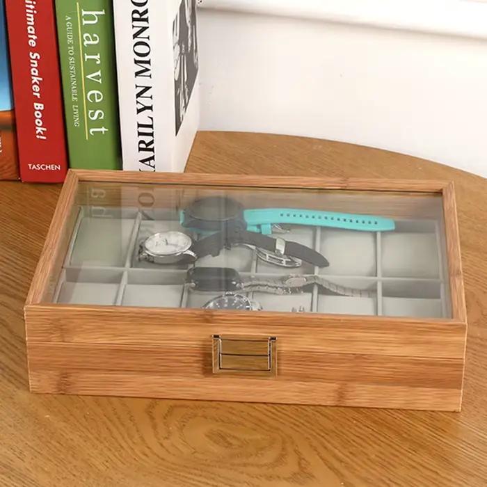Boîte de rangement de montre en bois vintage moderne pour conservation et exposition de montres-bracelets et accessoires horlogers occasions spéciales