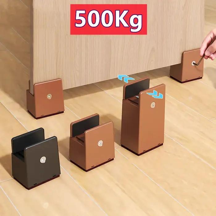 Coussinet de pied rehaussant pour meubles réglable, 4 pièces, 5-10cm, résistant à l'usure, antidérap