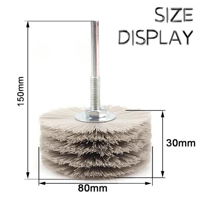 Tête de meulage en fil abrasif en Nylon de 80mm, brosse de roue, perceuse électrique, brosse de poli