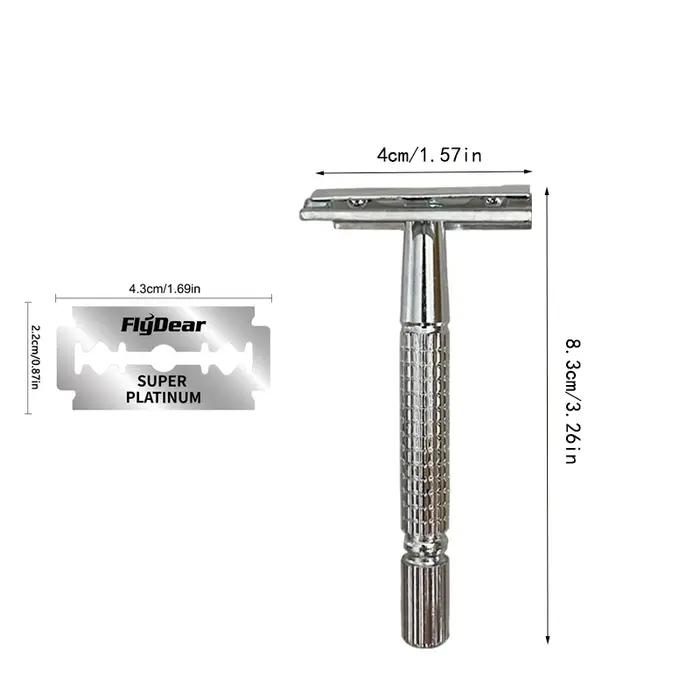 Rasoir à double face en acier inoxydable pour homme, lame tranchante, tondeuse à l'ancienne, adapté