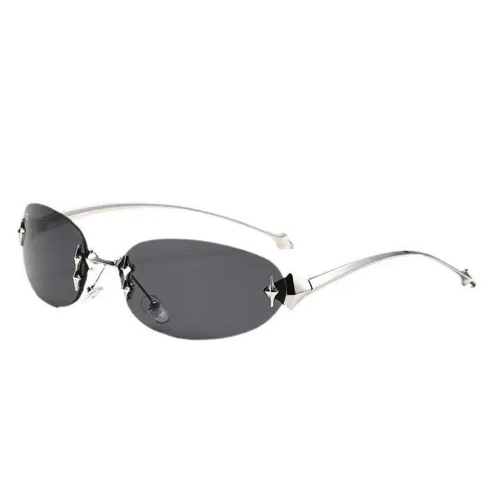 Promotion limitée dans le temps-Y2g lunettes de soleil ovales en métal sans cadre Hot Girl Street Sh
