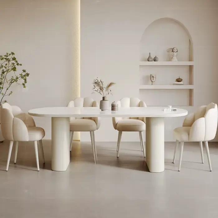 Chaises De luxe blanches Table cuisine moderne Unique Restaurant italien Table à manger ensemble Cen