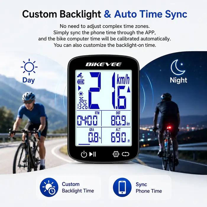 Ordinateur de vélo GPS rechargeable sans fil pour vélo de montagne et de route compteur de vitesse odomètre chronomètre