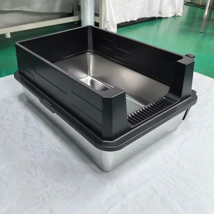 Bac à litière en acier inoxydable XXXL, bac à litière extra large en métal de 28 "de x 20" de largeu
