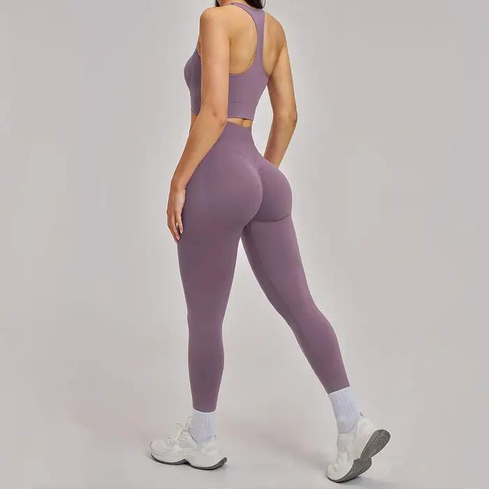 Ensemble de yoga 2 pièces pour femmes, tenue de sport sans couture, soutien-gorge antichoc, leggings