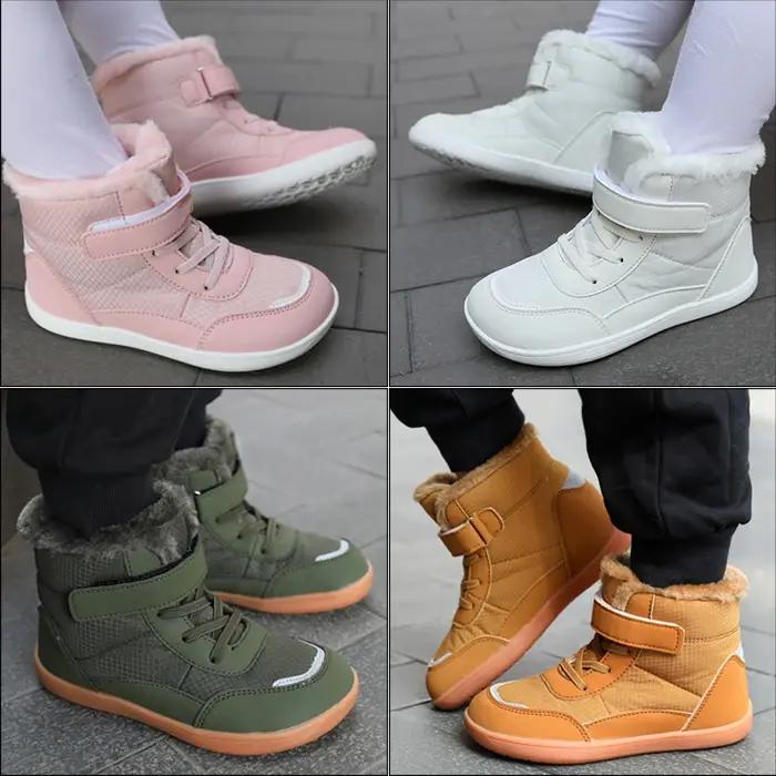 Bottes de neige pieds nus à bout large pour enfants 2024 | Baskets minimalistes d'hiver pour garço