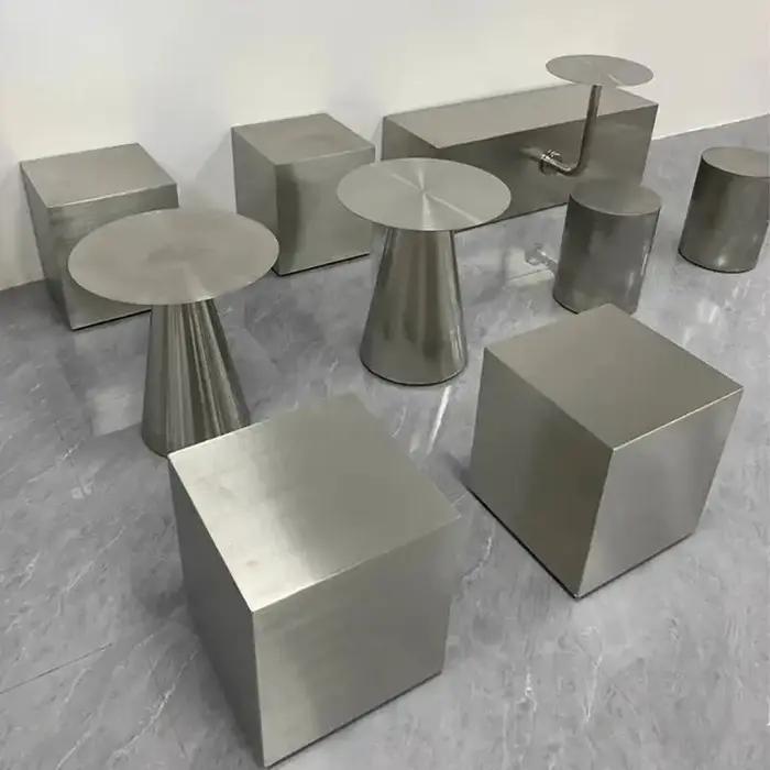 Tabourets de maison en acier inoxydable, café, chaussure ronde légère, tabouret de luxe, table créat