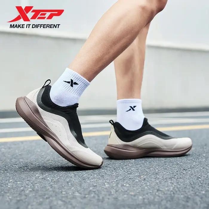 Xtep-Chaussures de course souples pour hommes, baskets légères respirantes à enfiler, baume anti-usu