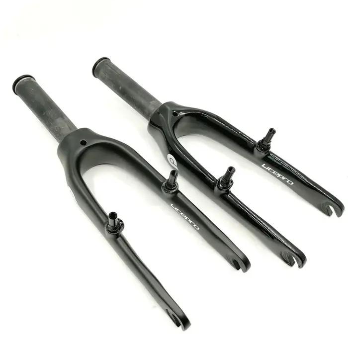 Fourche avant carbone 14 pouces LitePro pour vélo pliant ultraléger 74mm 412 K3 noir mat/brillant