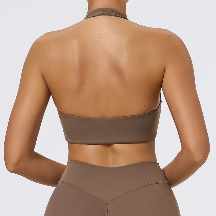 Soutien-gorge de sport respirant pour femme dos ouvert ajouré push-up yoga fitness gym course à pied vêtements décontractés