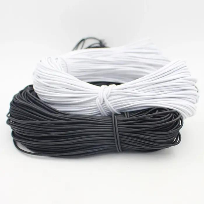 Bande élastique ronde noire et blanche, 5 m, 10m, 1/2/3/4/5/6mm, accessoire de couture, bricolage
