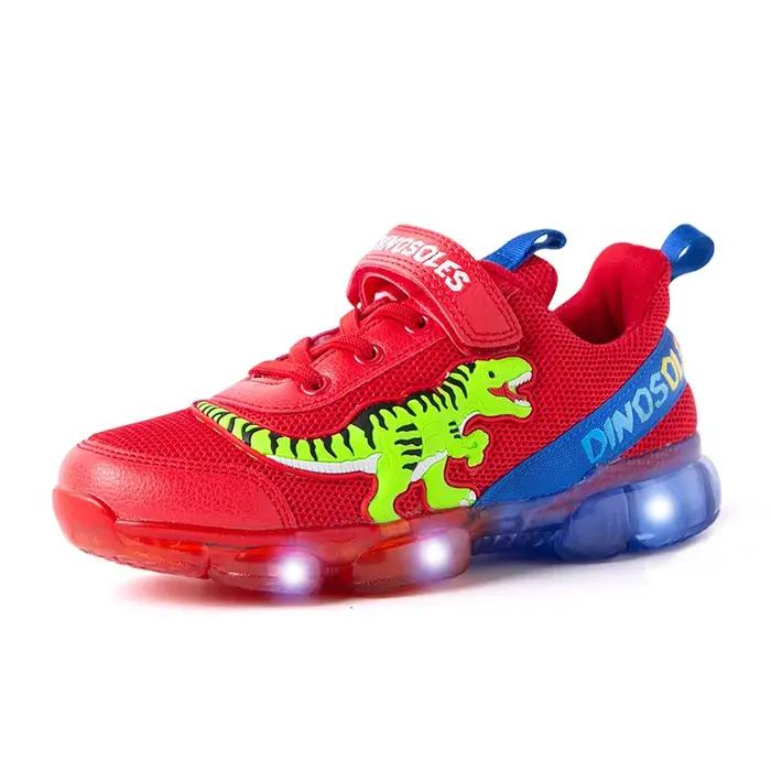 EXDINO T-REX LED 2-9Y garçons printemps automne maille chaussures de Tennis brillant enfants enfants