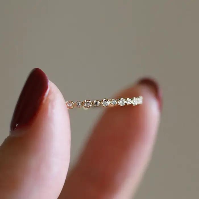 Bague géométrique en argent Sterling 925 plaqué or 14K pour femmes, Zircon scintillant, accessoire d