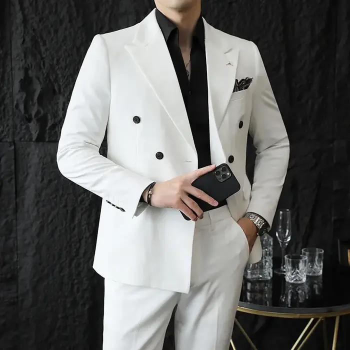 Ensemble 2 pièces pour homme, blazer + pantalon, tenue d'affaires décontractée, moulante, tenue de m