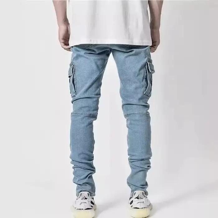 Jean Cargo Slim Fit pour Homme, Pantalon en Denim, Multi-poches, artificiel astique, Jogging, Hip Ho