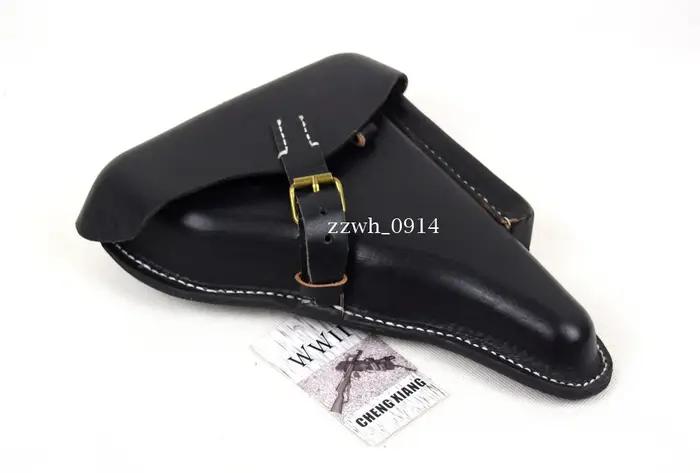 Reconstitution Allemand Luger P08 P-08 Étui rigide Cuir noir