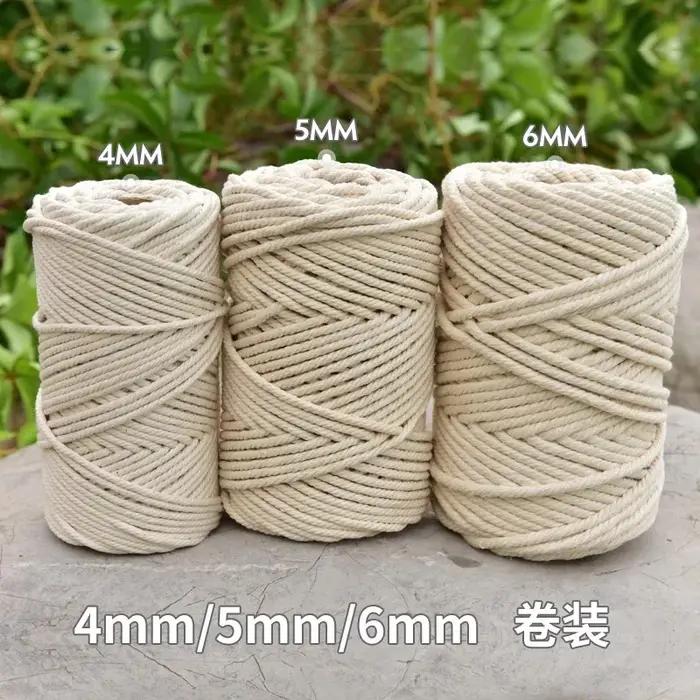 Décor Boho en macramé fait à la main, 1/2/3/4/5/6/8/10mm, fil Beige en coton, corde torsadée, fourni