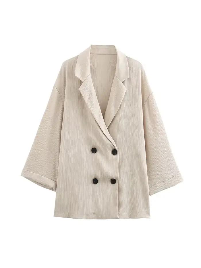 Ensemble manteau et pantalon pour femmes, Blazer décontracté, manches longues, Double boutonnage + p