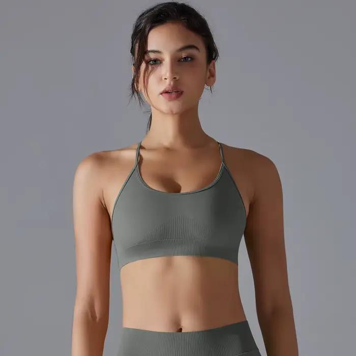 Soutien-gorge de Yoga Sexy respirant à séchage rapide, brassière de Sport, bretelles croisées absorb