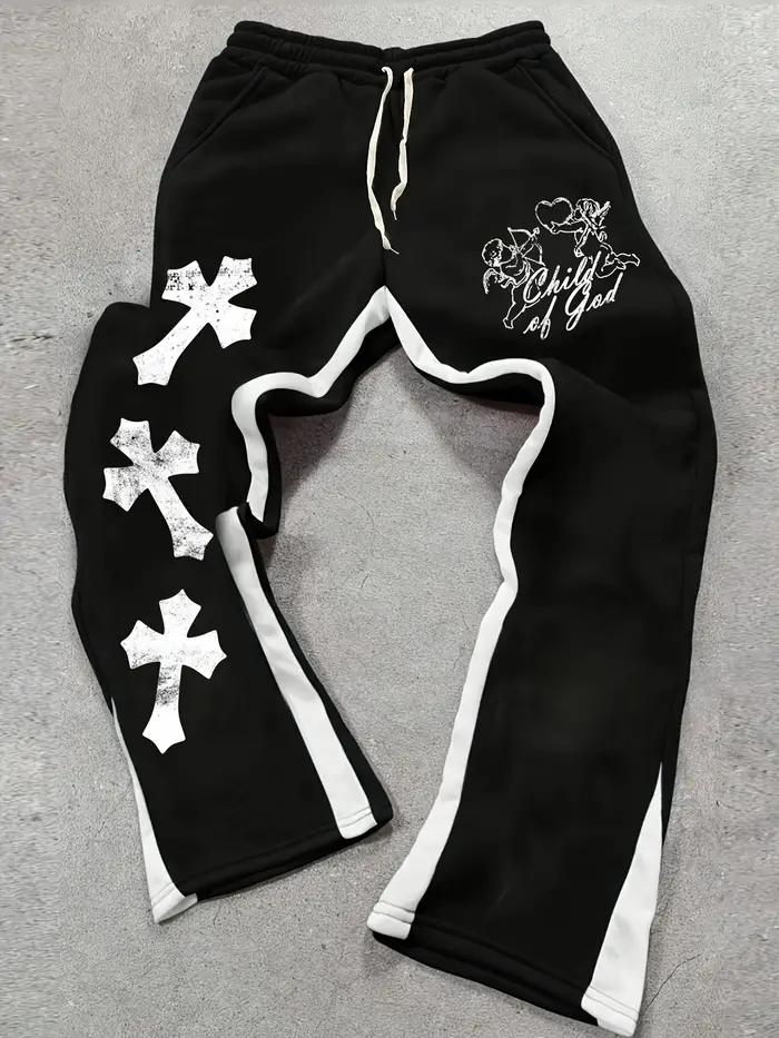 Pantalon de survêtement décontracté pour hommes, Style de rue, tendance, imprimé croisé, à la mode,