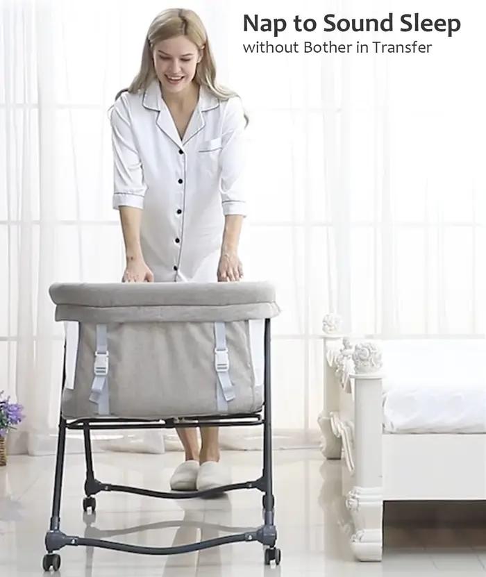 Berceau pliant 2 en 1 et couffin à bascule - Couffin pour nouveau-né réglable et portable