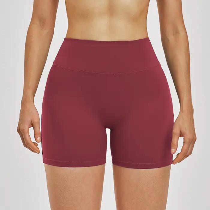 Shorts de yoga taille haute pour femme, couleur unie, pour le cyclisme et l'entraînement, shorts de