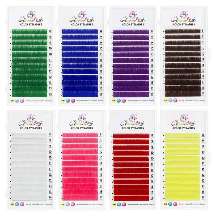 GLAMLASH couleur cils violet bleu marron vert rouge blanc rose jaune Extensions de cils individuels