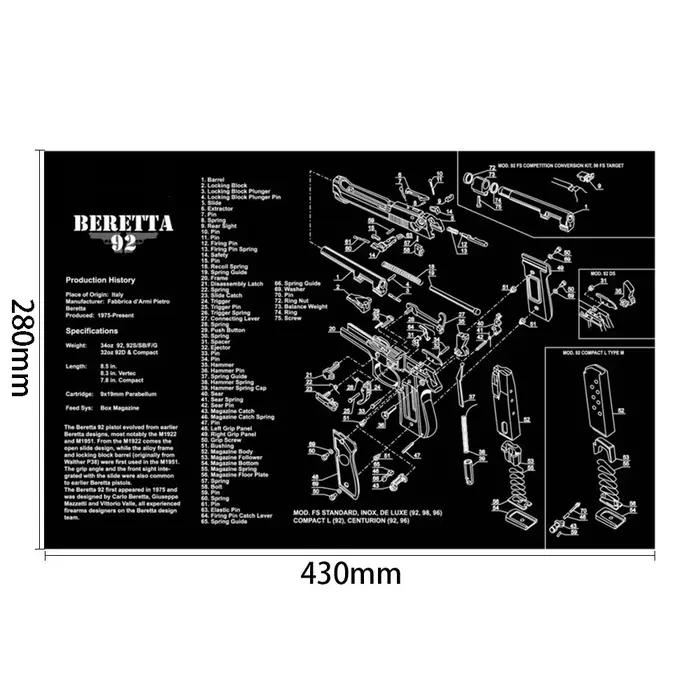 Kit de nettoyage pour AR15, tapis de souris pour Colt 1911 AK47 Beretta 92 FS BROWNING CZ Shadow2 SA