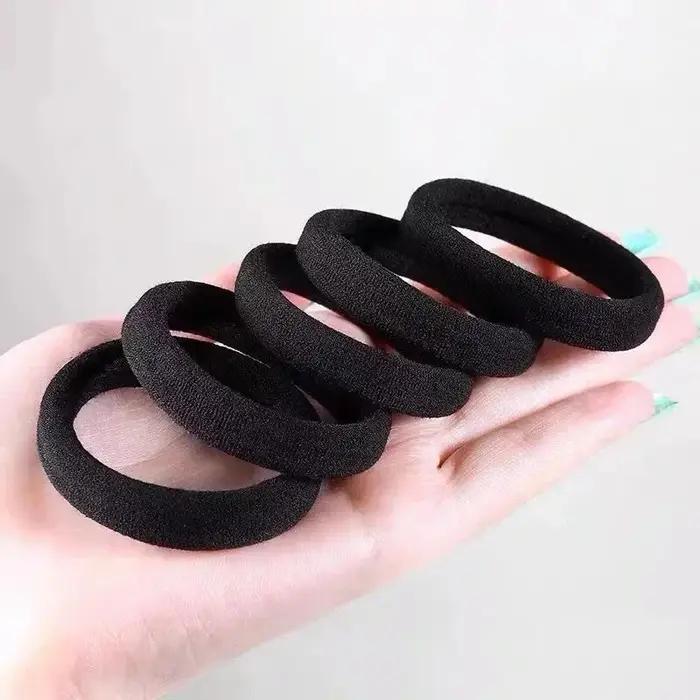 Bandes de cheveux à haute élasticité pour femmes et filles bandeau noir basique porte-queue de cheval simple couvre-chef accessoires pour cheveux occasions spéciales ```