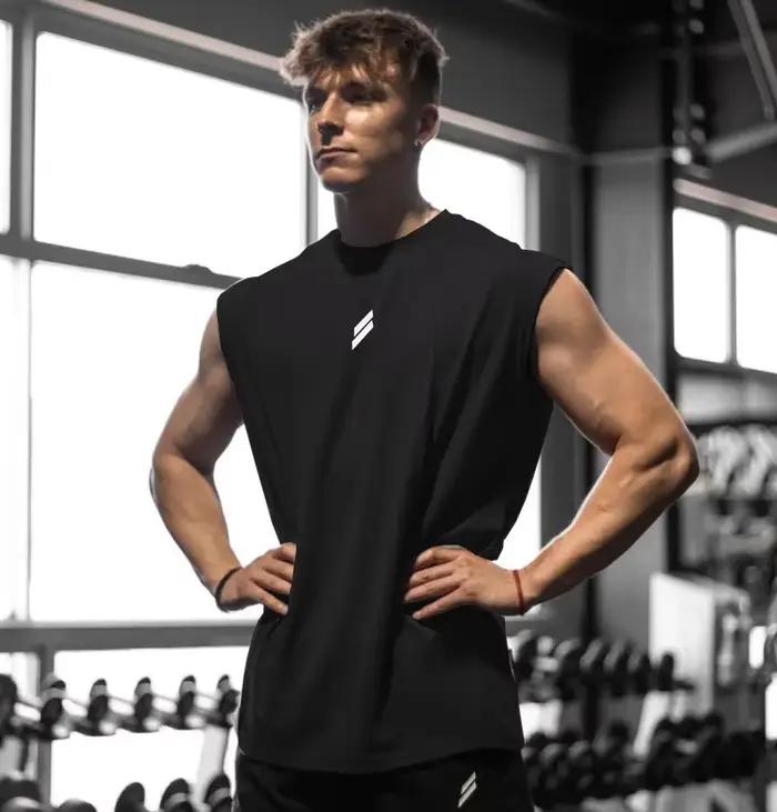 Débardeur de sport d'été pour hommes, T-shirt sans manches en maille ample et respirante, gilet à sé