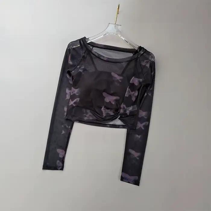 Chemise à manches longues en maille avancée pour femmes - Haut de fitness respirant et amincissant pour le yoga