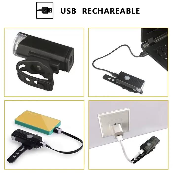 Ensemble d'éclairage LED pour vélo aste par USB, lampe de poche avant et arrière, lampe de sauna, lu