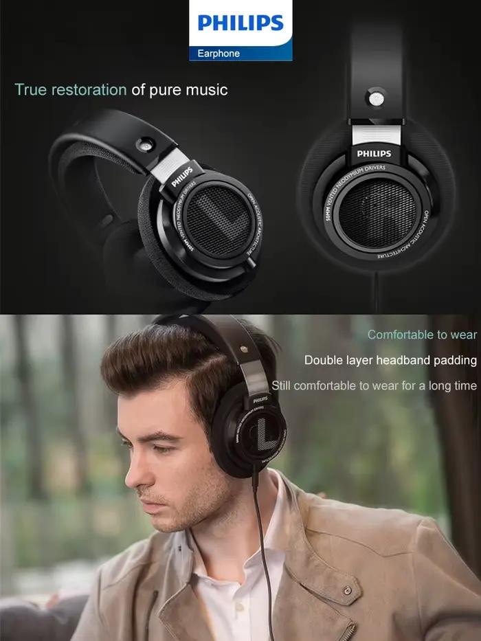 Philips Original SHP9500 casque filaire HiFi stéréo HD micro appel écouteurs sport course casque iPh