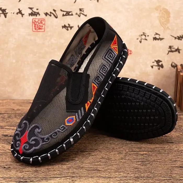 Chaussures d'arts martiaux kung fu pour hommes, vieux Pékin, en tissu