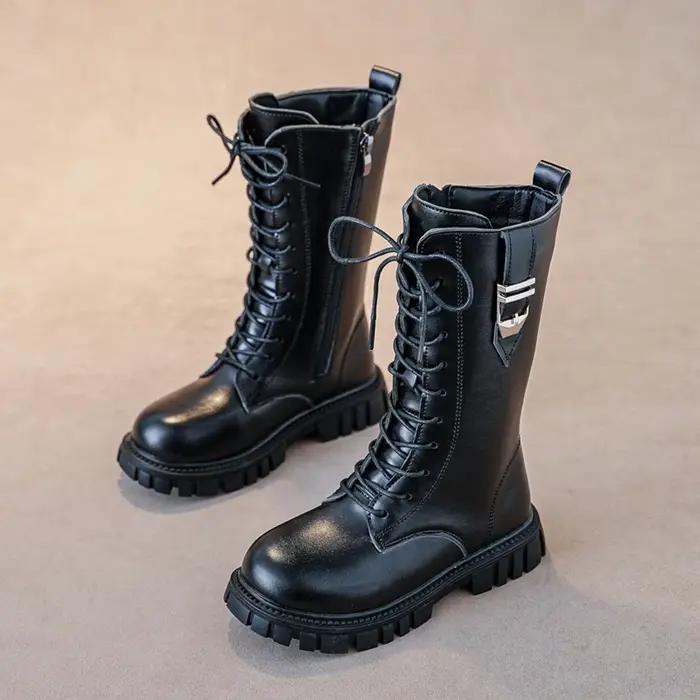 Bottes élégantes à fermeture éclair pour bébé fille, bottes décontractées à la mode, bout rond, seme