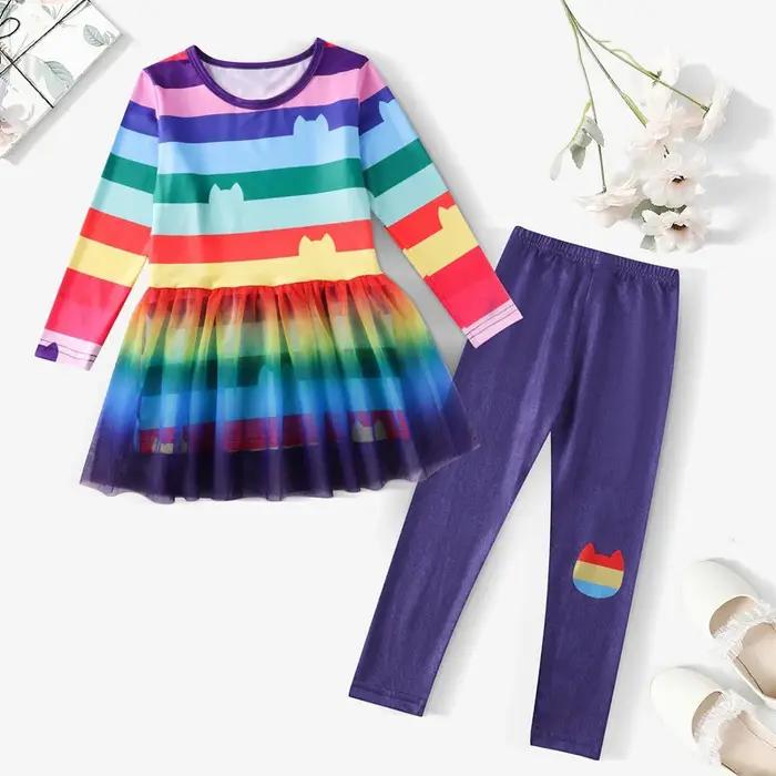 LZH Gabby's Dollhouse – ensemble robes + pantalons pour filles, vêtements d'automne pour enfants, Co