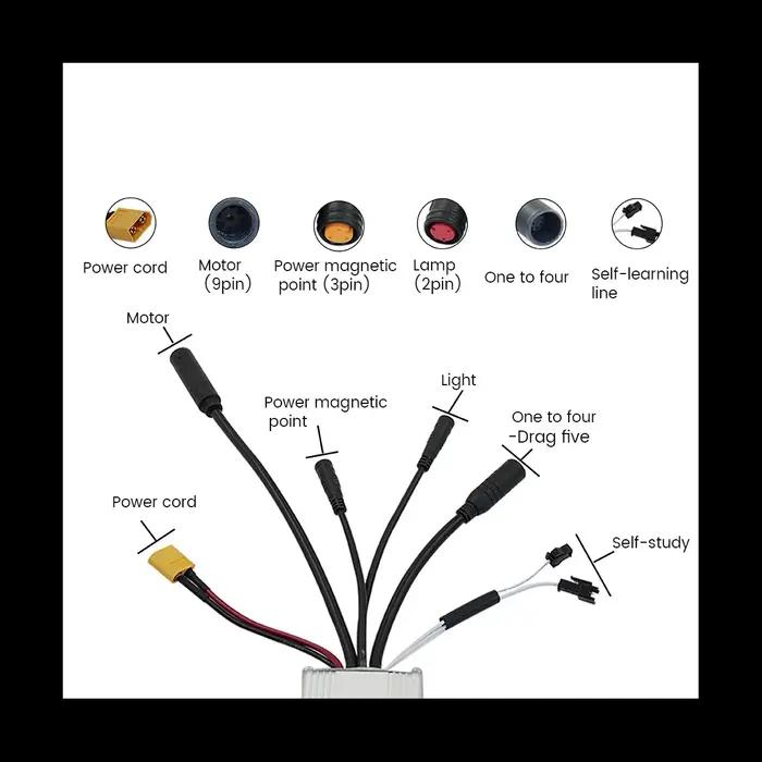 Kit de contrôleur de vélo électrique 3 modes 24V 36V 48V onde sinusoïdale pour scooter vélo électrique modification pièces