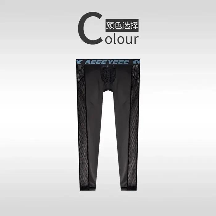 Sous-vêtements thermiques pour hommes, slips Ultra-fins en Satin de soie glacée avec maille creuse,