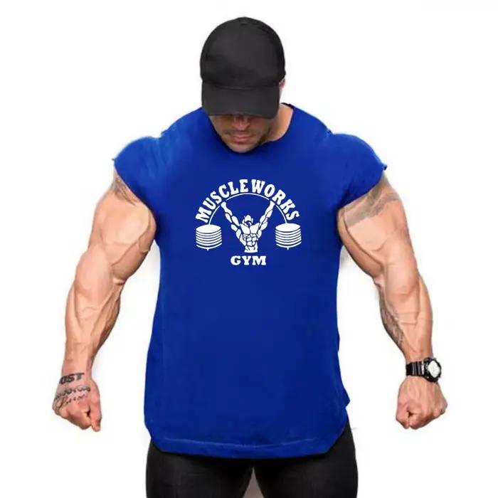 Nouvelle marque d'été gilet coton vêtements de sport hommes débardeurs sans manches t-shirt équipeme