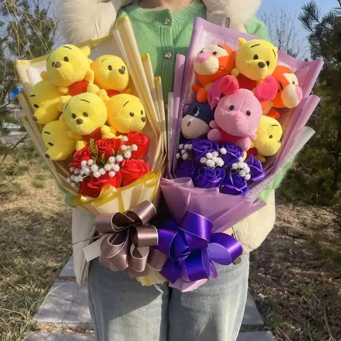 Dessin animé Winnie la piscine Bourriquet Bouquet boîte-cadeau animaux en peluche Bouquet de fleurs