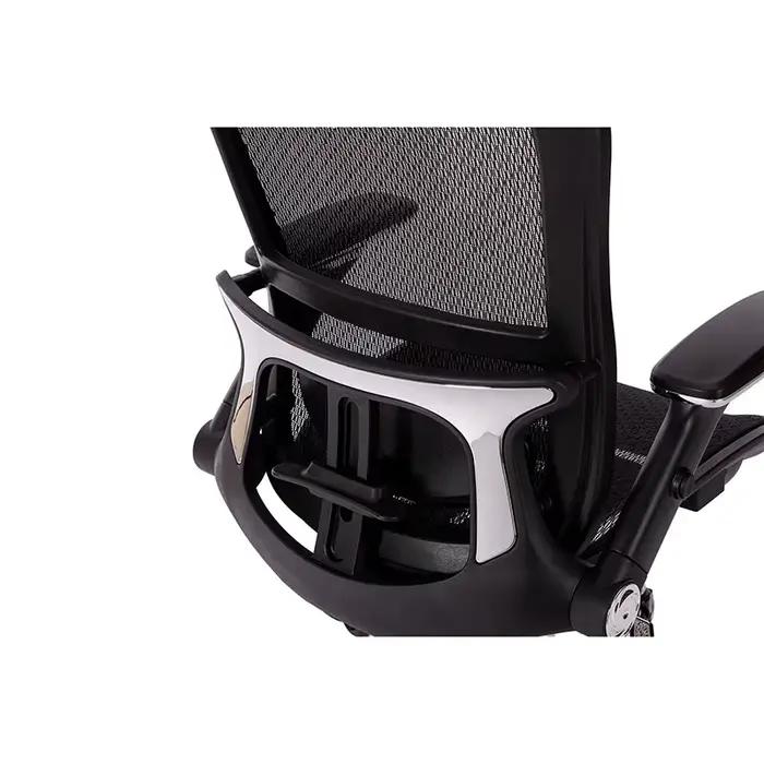 Chaise de bureau ergonomique en maille noire, dossier haut, repose-sauna réglable, bras rabattables,