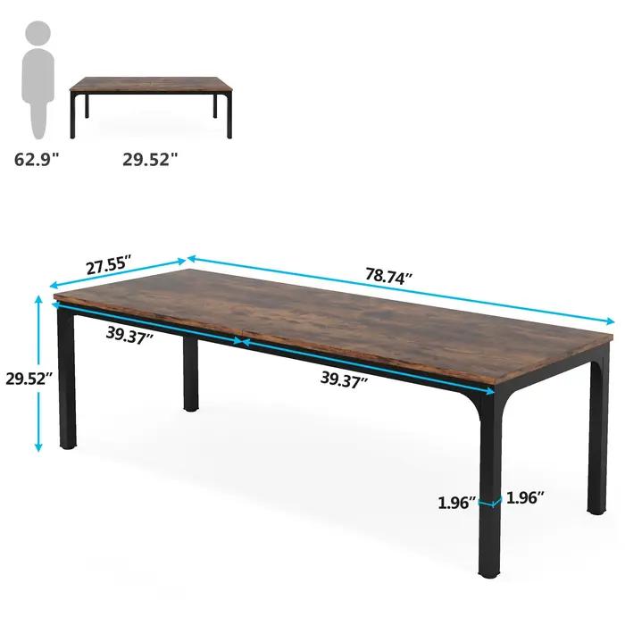 Tribesigns Bureau d'ordinateur extra long de 78,7 pouces Bureau pour 2 personnes, bureau double long