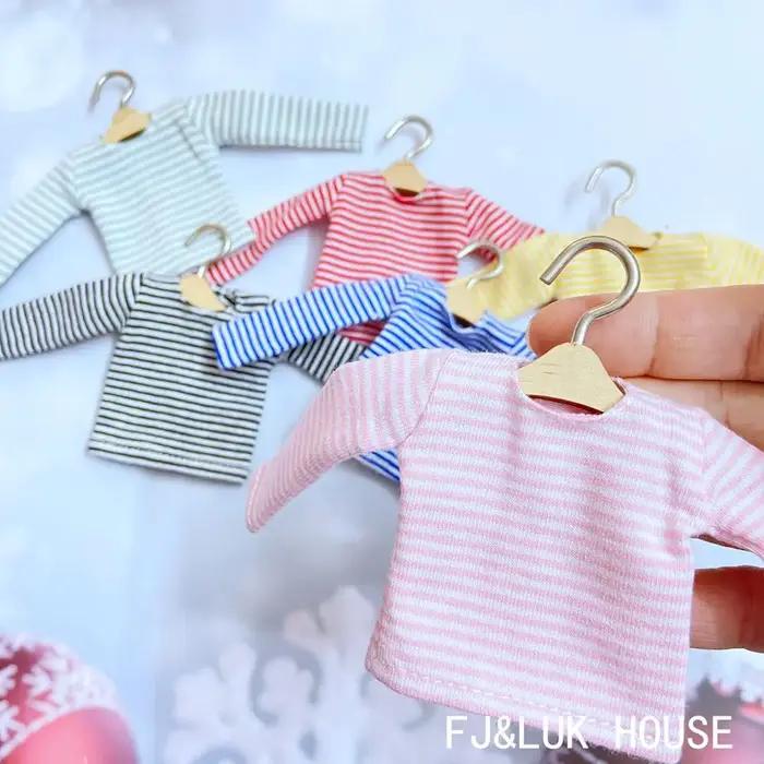 Blyth – T-shirt à manches longues et rayures en coton, vêtements pour poupées Pullip Blyth 1/6, acce