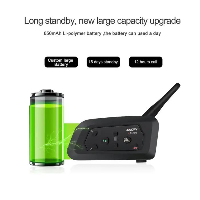 XiNOWy V4C Arbitre Casque Bluetooth Interphone Full Duplex 1200M Football Football Earhook Écouteur