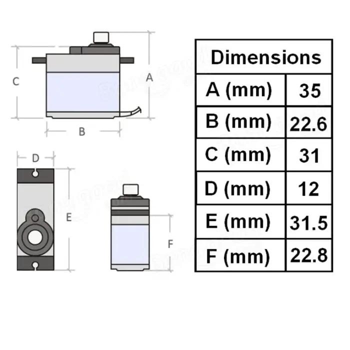 4 pièces MG92B 13.8g 3.5KG couple engrenage métallique servo numérique
