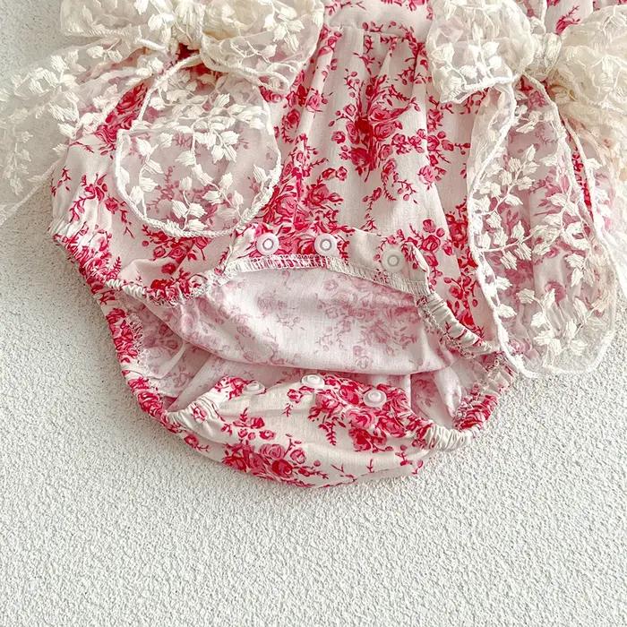 2025 été nouveau dans infantile princesse Style combinaisons nouveau-né enfants arc dentelle fleur v